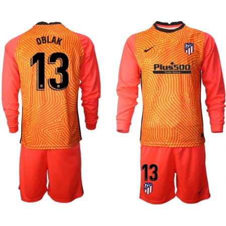 Fußballtrikots Atlético Madrid Jan Oblak 13 Torwart Kinder Trikotsatz 2020-2021 M003  Langarm